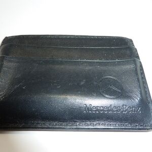 Mercedes Benz leather Card Case Slim Compact Wallet with ID 3x4'' BLACK